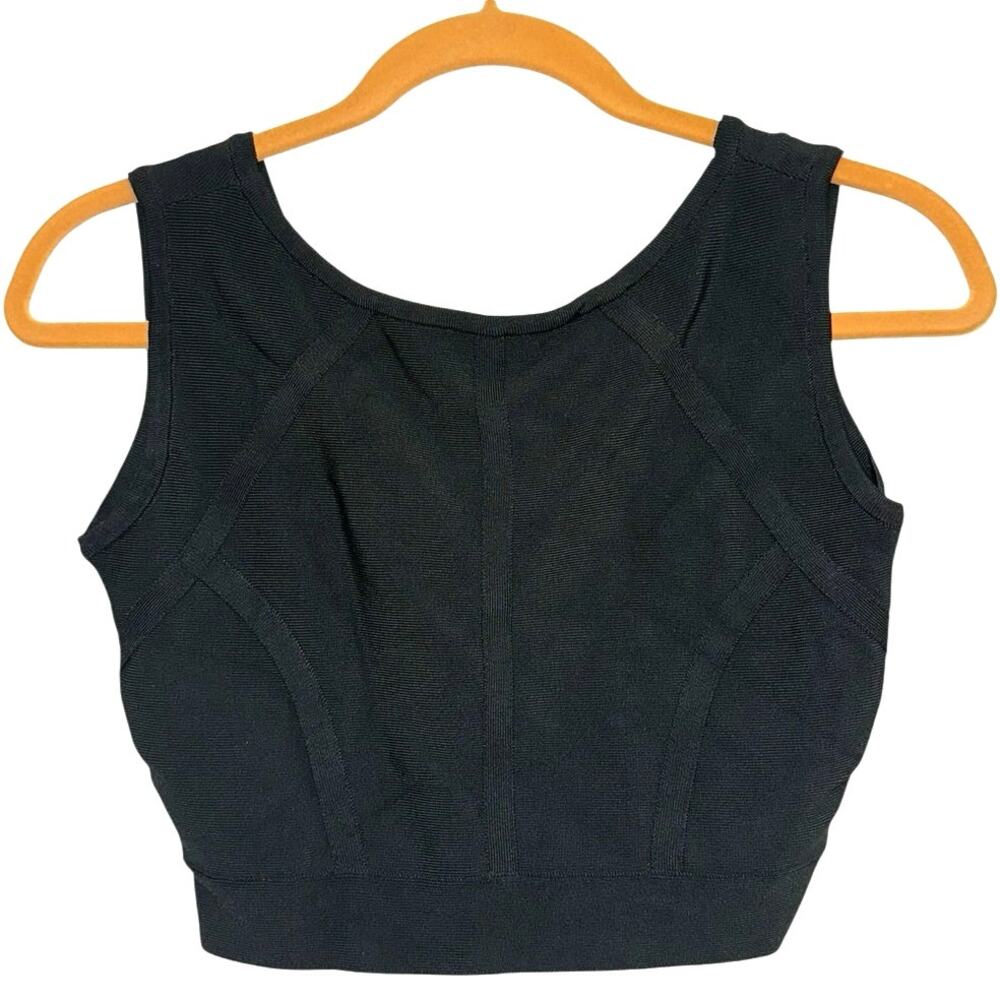 BCBGMaxazria Black Sculpted Crop Tank Top‎ XS Bodycon Minimalist